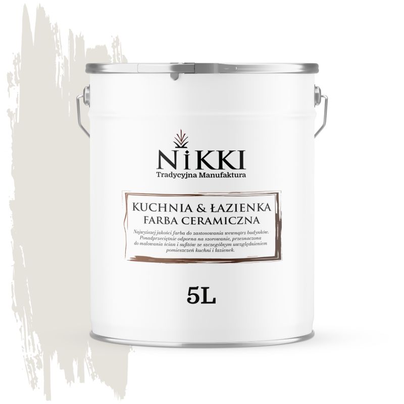 Farba Ceramiczna do Kuchni i Łazienki Zmywalna NIKKI Biel złamana w szary H1276 Głęboki Mat 5L