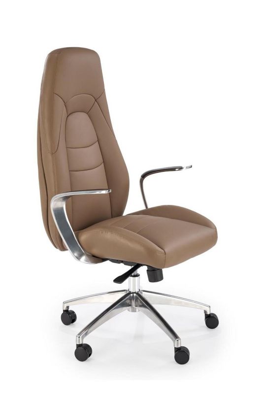 Fotel biurowy Nolvia INTESI fotel ergonomiczny obrotowy cappuccino ekoskóra z podłokietnikami do biura 1 szt.