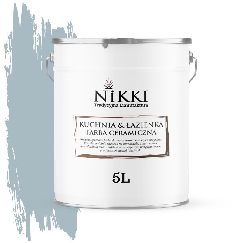 Farba Ceramiczna do Kuchni i Łazienki Zmywalna NIKKI Szary platynowy H0746 Głęboki Mat 5L