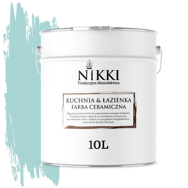 Farba Ceramiczna do Kuchni i Łazienki Zmywalna NIKKI Turkusowy jasny H1462 Głęboki Mat 10L