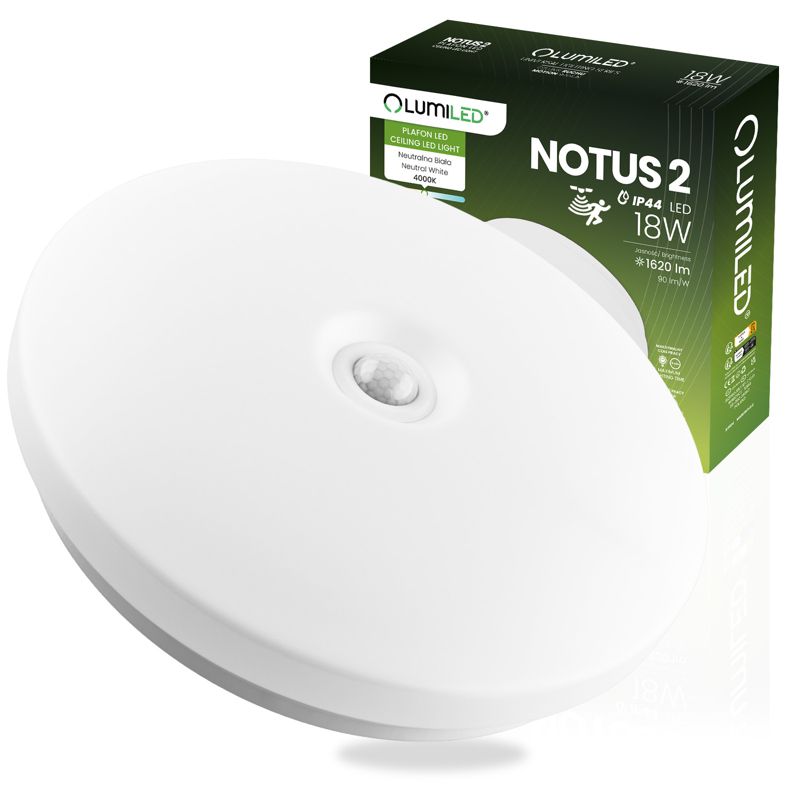 Plafon Lumiled Lampa Sufitowa Łazienkowy Plafon LED 18W Okrągły z Czujnikiem Ruchu IP44 33cm 1 szt.
