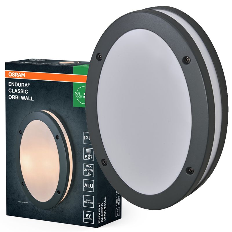 Kinkiet Ogrodowy Endura Osram Lampa Zewnętrzna E27 Szary IP65 1 szt.