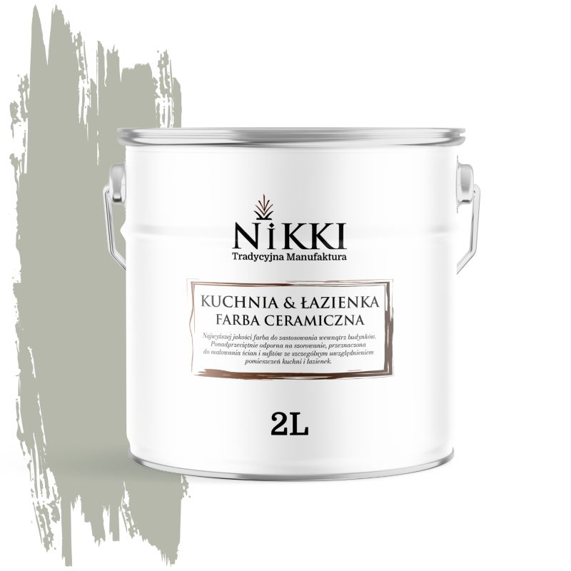 Farba Ceramiczna do Kuchni i Łazienki Zmywalna NIKKI Khaki H1747 Głęboki Mat 2L