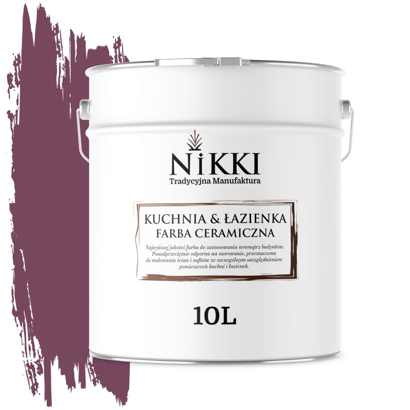 Farba Ceramiczna do Kuchni i Łazienki Zmywalna NIKKI Bordowy H2809 Głęboki Mat 10L