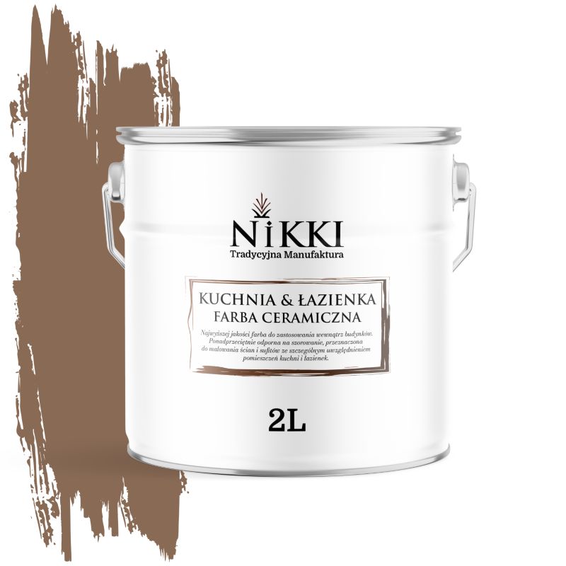 Farba Ceramiczna do Kuchni i Łazienki Zmywalna NIKKI Brązowy ciemny H4917 Głęboki Mat 2L