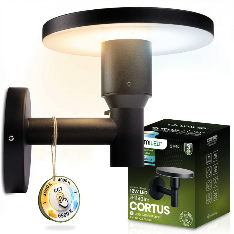 Lampa Ogrodowa Lumiled Zewnętrzna Kinkiet Elewacyjny CCT LED 12W 3000-6500K IP65 1 szt.