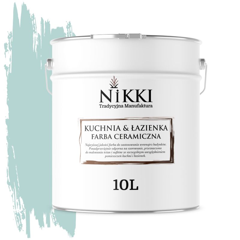 Farba Ceramiczna do Kuchni i Łazienki Zmywalna NIKKI Miętowy jasny H1561 Głęboki Mat 10L