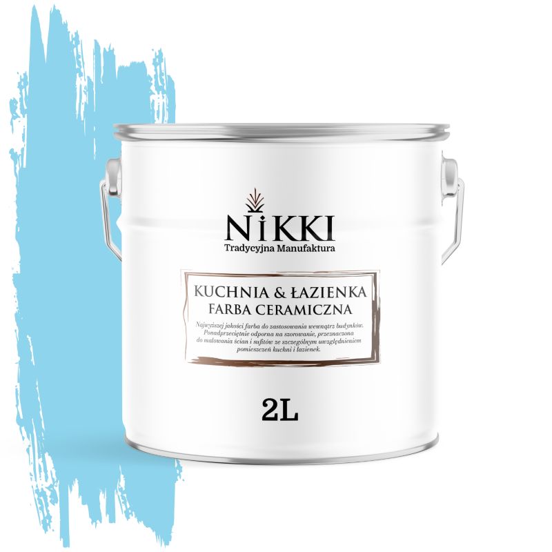 Farba Ceramiczna do Kuchni i Łazienki Zmywalna NIKKI Jasny niebieski H0361 Głęboki Mat 2L