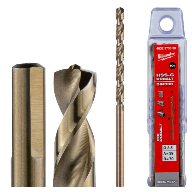 Wiertła do metalu Milwaukee HSS-G Cobalt średnica 3,5 mm dł 70 mm 10szt