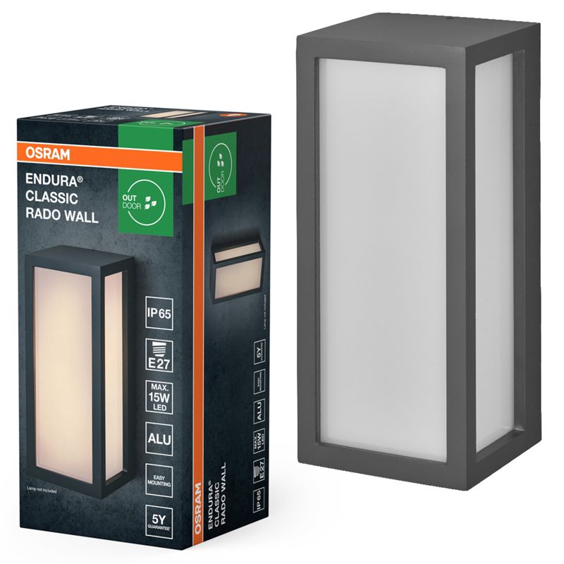 Kinkiet Ogrodowy Endura Osram Lampa LED Elewacyjna Zewnętrzna E27 Szary IP65 1 szt.