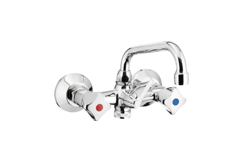Bateria umywalkowa KFA Armatura Standard ścienna dwuuchwytowa obrotowa wylewka górna chrom 1 szt.