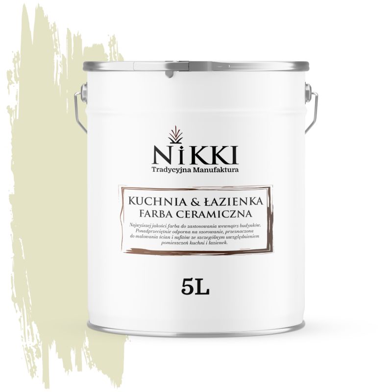 Farba Ceramiczna do Kuchni i Łazienki Zmywalna NIKKI Biel złamana w groszkowy H2476 Głęboki Mat 5L