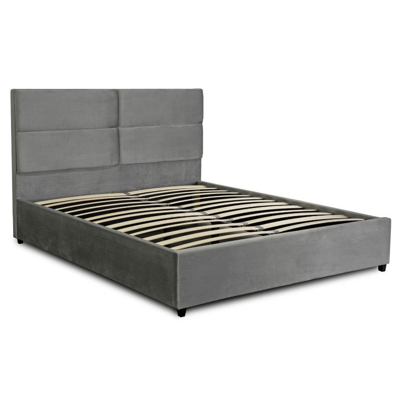 Łóżko 160x200 Podwójne TULSA Mebel Elite Tapicerowane Dwuosobowe Welurowe Szare 1 szt