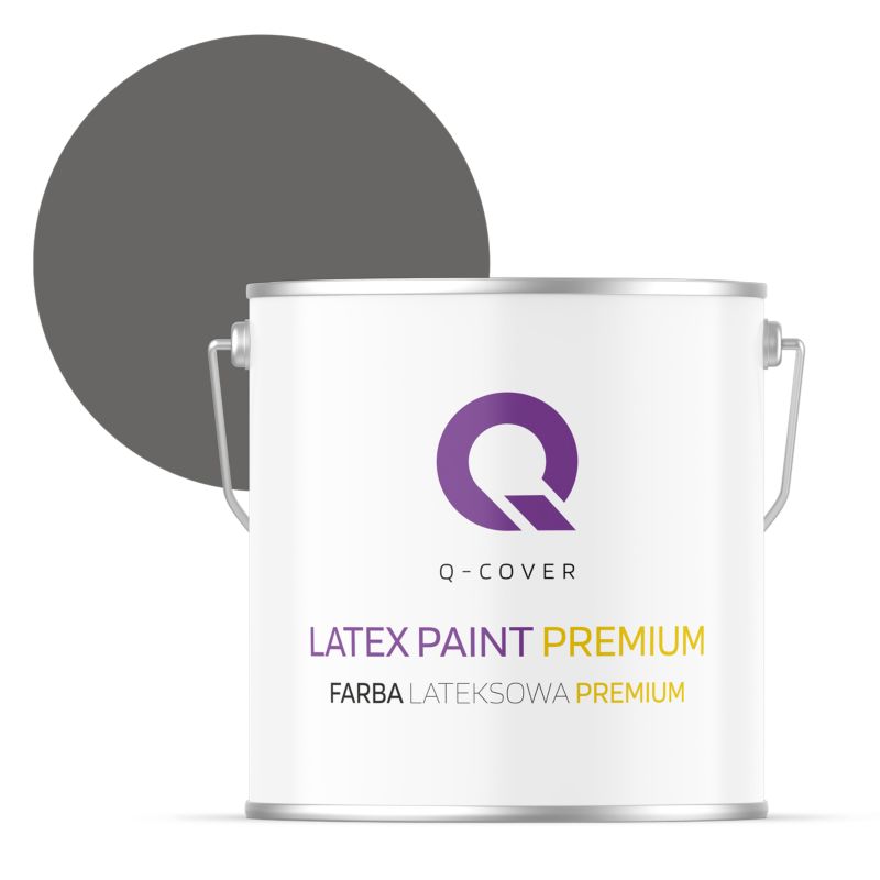 Farba Lateksowa Premium Plamoodporna do Ścian i Sufitów Q-Cover Grafitowy H1213 Głęboki Mat 5L
