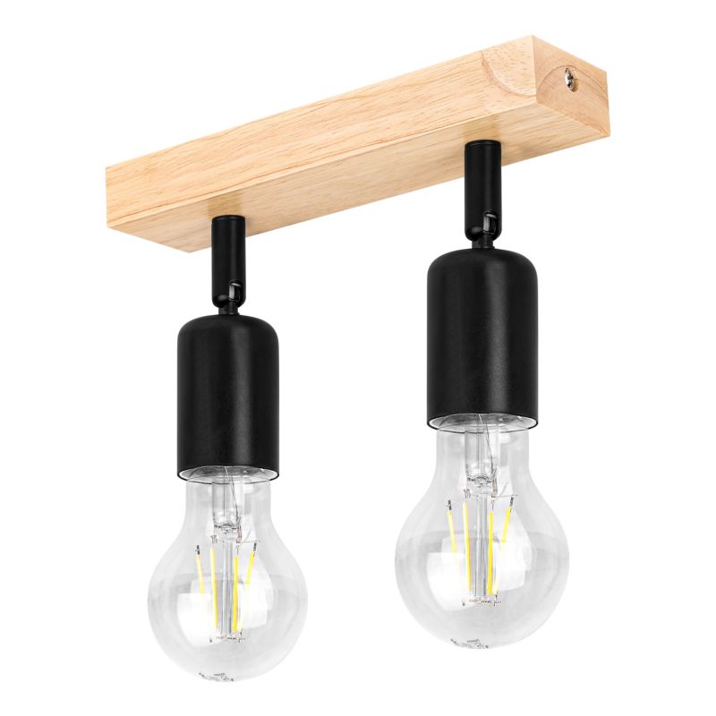 Kinkiet sufitowy E27 LED MasterLED Eos ruchomy 2x50W IP20 czarny drewniany lampa podwójna 1 szt.