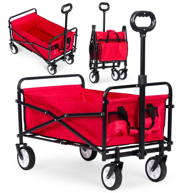 Wózek plażowy MultiGarden transportowy ogrodowy składany czerwony 48x90 cm 1 szt.