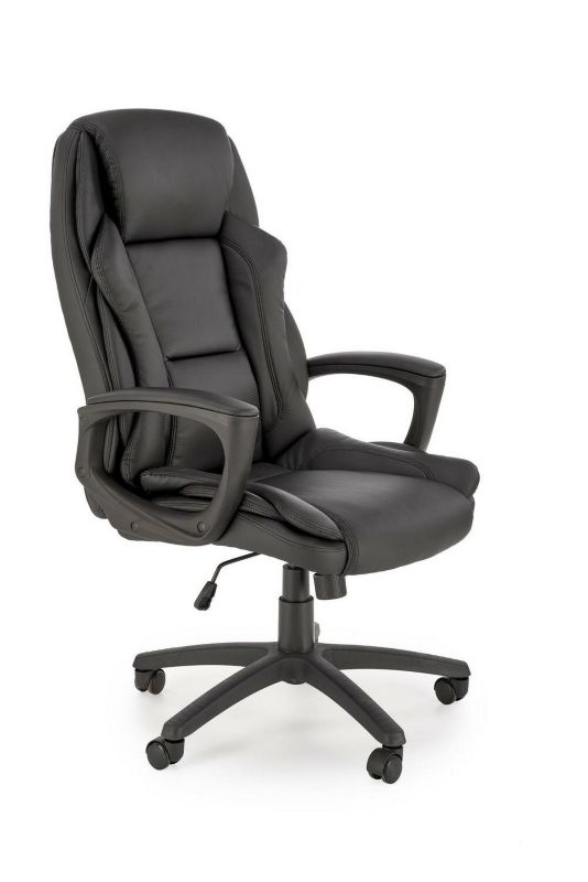 Fotel biurowy Torinio INTESI fotel ergonomiczny czarny skórzany obrotowy z podłokietnikami TILT 1 szt.