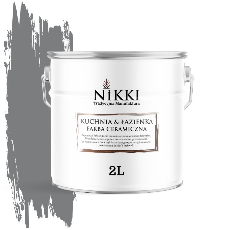 Farba Ceramiczna do Kuchni i Łazienki Zmywalna NIKKI Szary ciemny H1020 Głęboki Mat 2L
