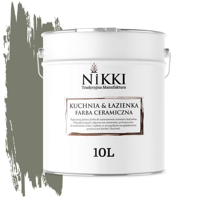 Farba Ceramiczna do Kuchni i Łazienki Zmywalna NIKKI Khaki ciemny H1720 Głęboki Mat 10L
