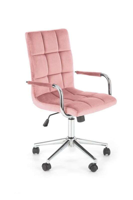 Fotel biurowy ergonomiczny obrotowy Mooni XL INTESI różowy welurowy z podłokietnikami do biurka 1 szt.