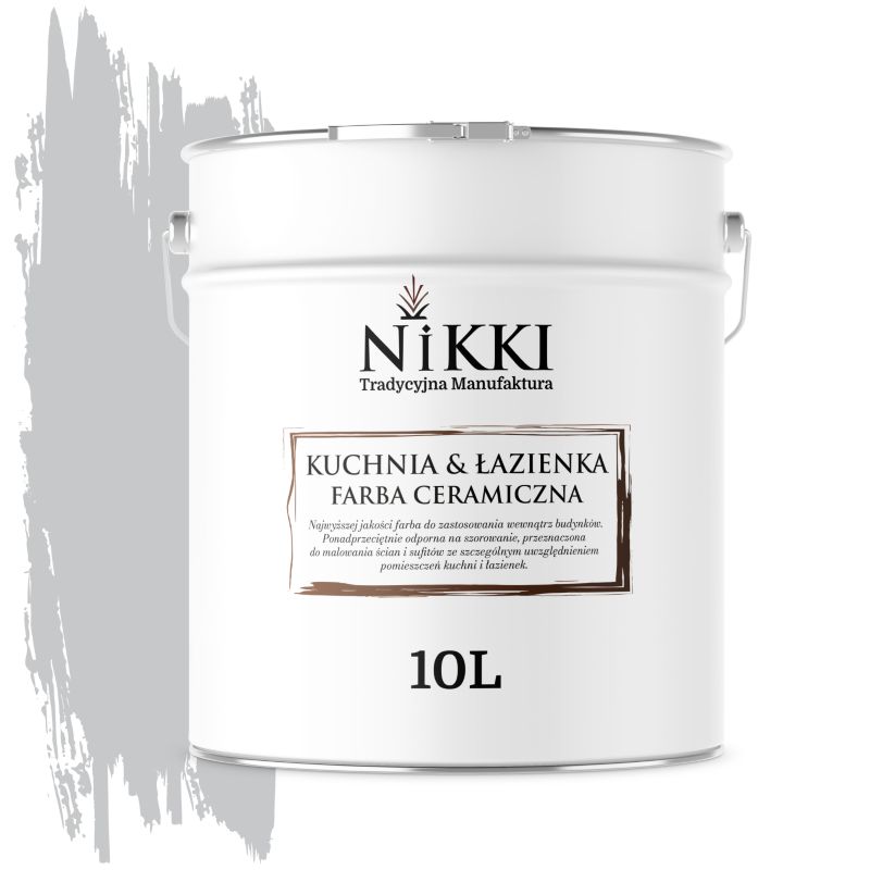 Farba Ceramiczna do Kuchni i Łazienki Zmywalna NIKKI Szary jasny H1061 Głęboki Mat 10L