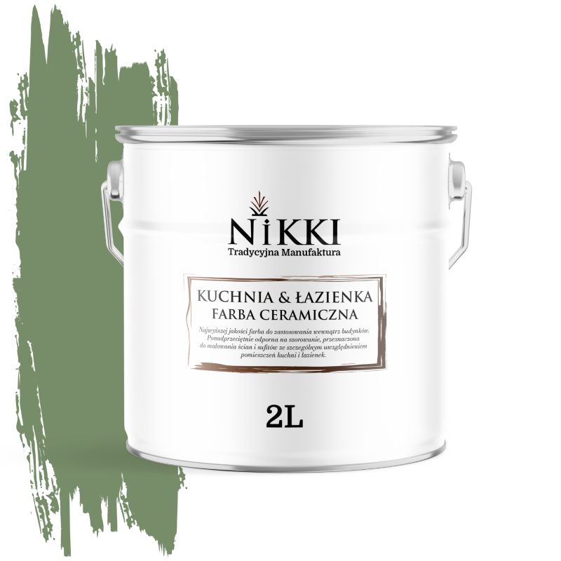 Farba Ceramiczna do Kuchni i Łazienki Zmywalna NIKKI Zielony ciemny H2123 Głęboki Mat 2L