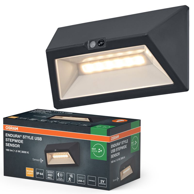 Kinkiet Ogrodowy Endura Osram Lampa Elewacyjna LED z Czujnikiem Ruchu i Zmierzchu 1.5W 110lm 3000K Szary IP44 1 szt.