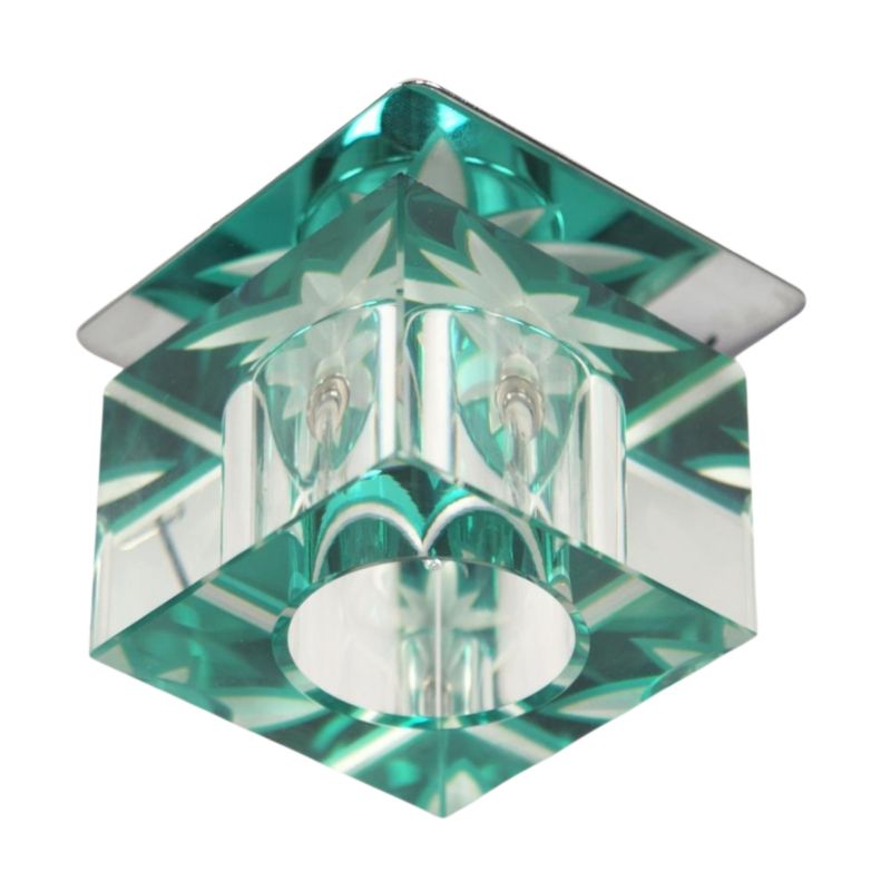 Oprawa wpuszczana szklany klosz zielony Candellux SK-47 zielona-chromowana 1xG4x20W IP20 wym:9x8x8cm - 1 szt.