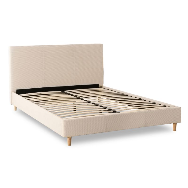 Łóżko Mebel Elite KIOTO 140x200 Tapicerowane Dwuosobowe Do Sypialni Sztruks Beżowy 1 szt