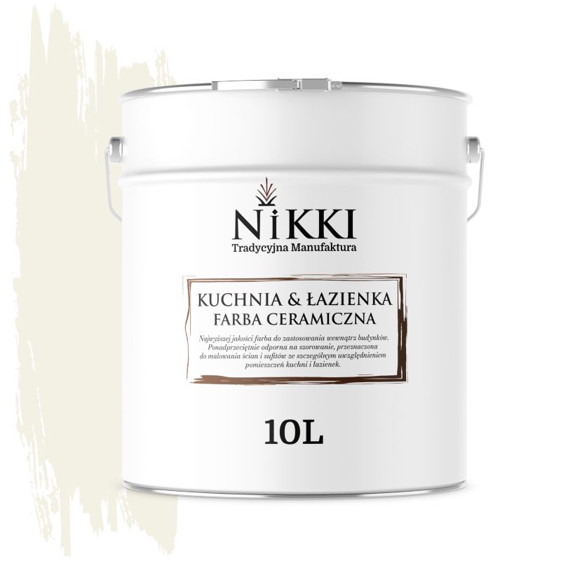 Farba Ceramiczna do Kuchni i Łazienki Zmywalna NIKKI Biel złamana w żółty H6984 Głęboki Mat 10L