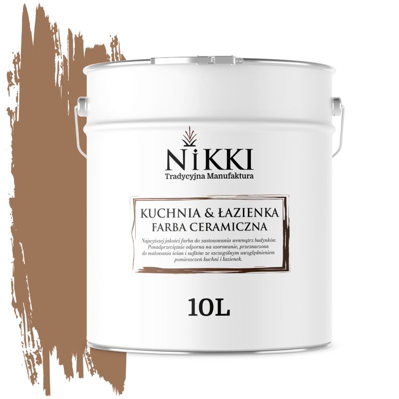 Farba Ceramiczna do Kuchni i Łazienki Zmywalna NIKKI Brązowy H5018 Głęboki Mat 10L