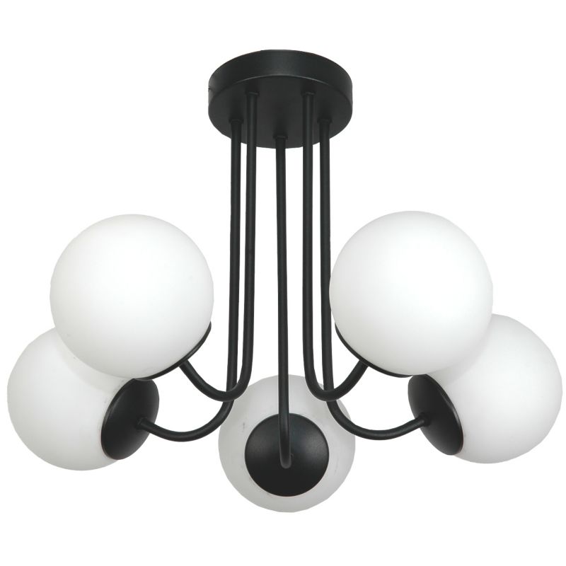 Lampa wisząca sufitowa żyrandol EDYLIT nowoczesna loft kule białe czarna 5xE14 GOSTI 15-190 1 szt.