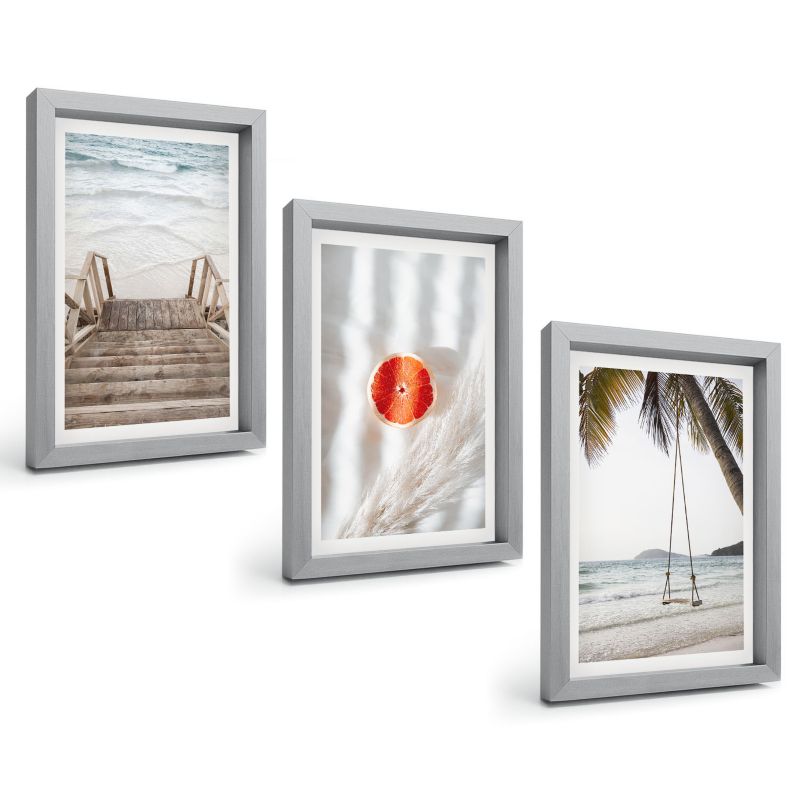Trzyczęściowy Zestaw Obrazów ArtPrintCave 20x30 cm Srebrna rama Plaża drewniane schody wakacje 1 kpl.