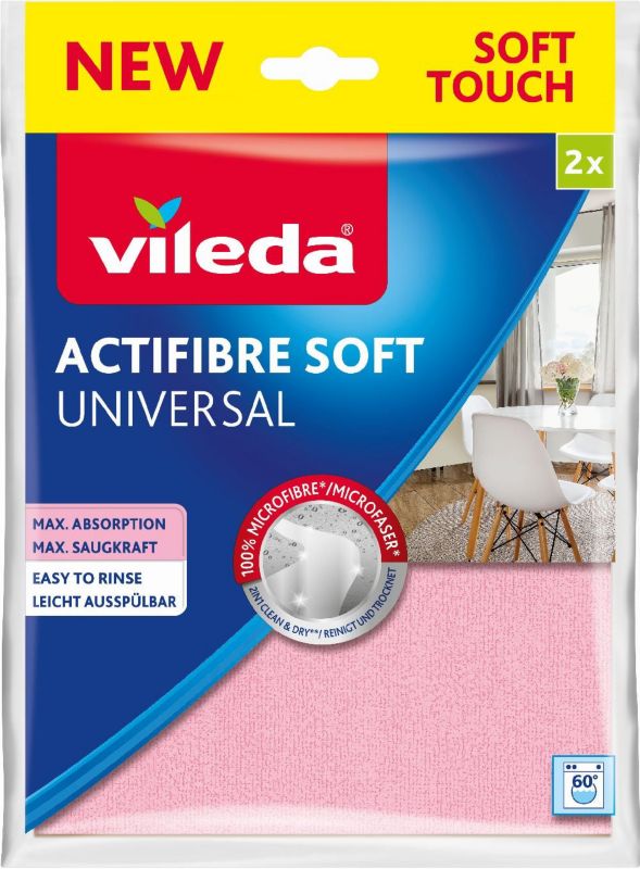 Ściereczki Vileda Actifibrte Soft mikrofibra zestaw 2 szt. Do kuchni, łazienki, 1 szt.