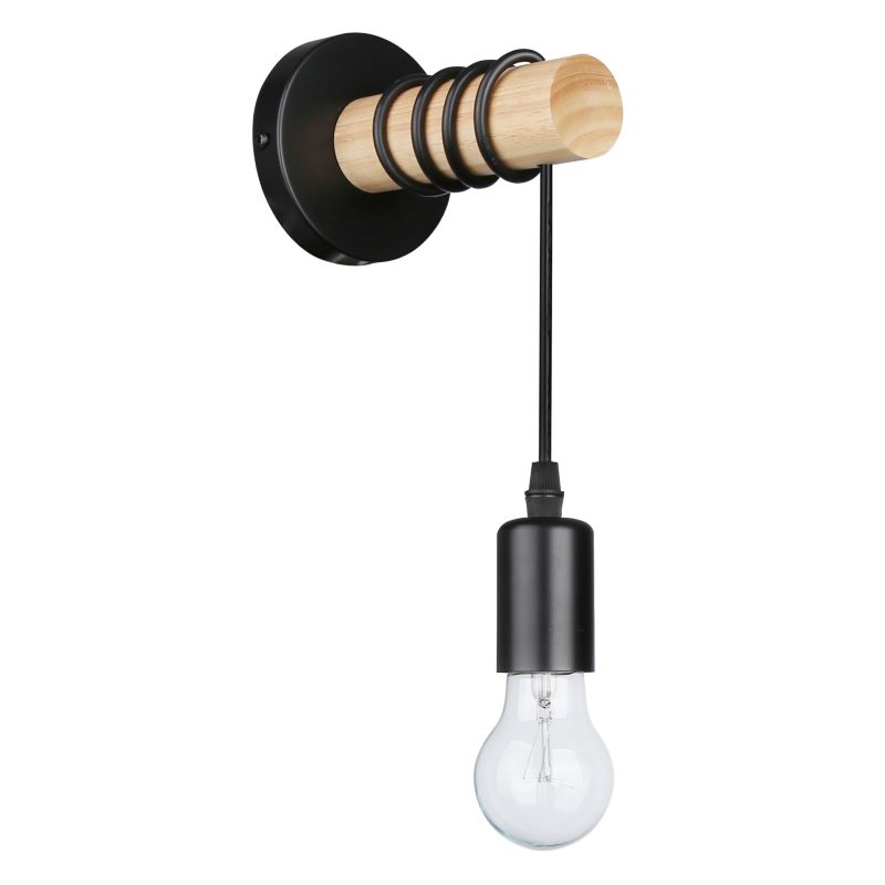 Kinkiet E27 LED MasterLED Eos IP20 wiszący czarny drewniany stylowa lampa 1 szt.