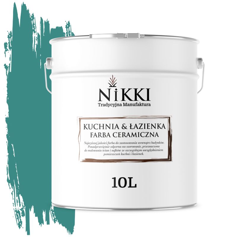 Farba Ceramiczna do Kuchni i Łazienki Zmywalna NIKKI Turkusowy ciemny H1421 Głęboki Mat 10L