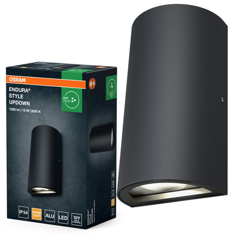 Kinkiet Ogrodowy Endura Osram Lampa Elewacyjna Zewnętrzna LED 12W 700lm 3000K Szary IP44 1 szt.