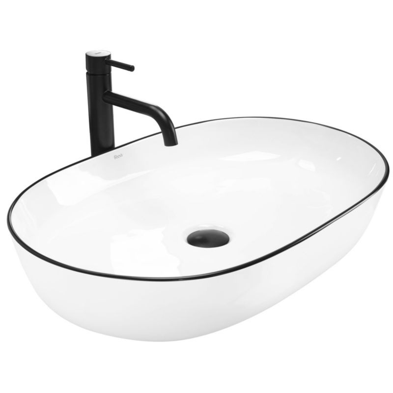 Umywalka Nablatowa Rea Cleo 61 Owalna Czarny Złoty 60,5X41X14Cm 1 Szt