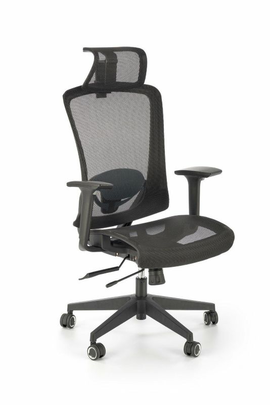 Fotel biurowy Lagot INTESI ergonomiczny z zagłówkiem czarny do biura 1 szt.