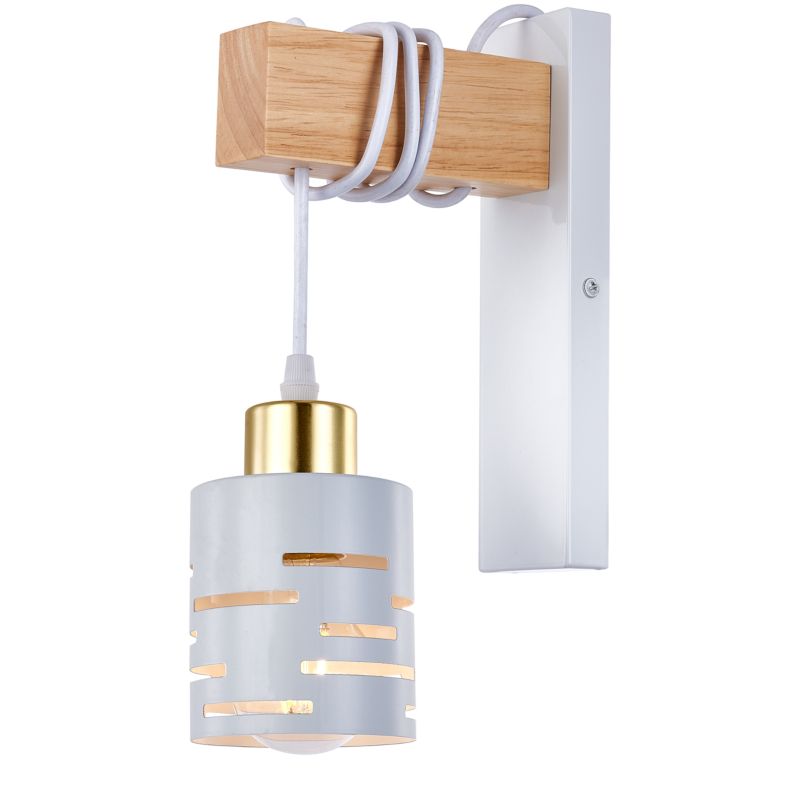 Kinkiet ścienny E27 LED MasterLED Elen wiszący biały złoty drewno lampa 1 szt.