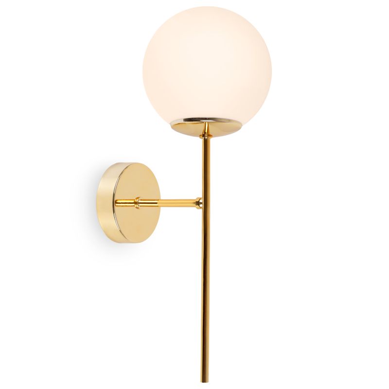 Lampa ścienna kinkiet Light Home LH Siena 1x E14 40W pionowy złoty klosz biały 1szt.