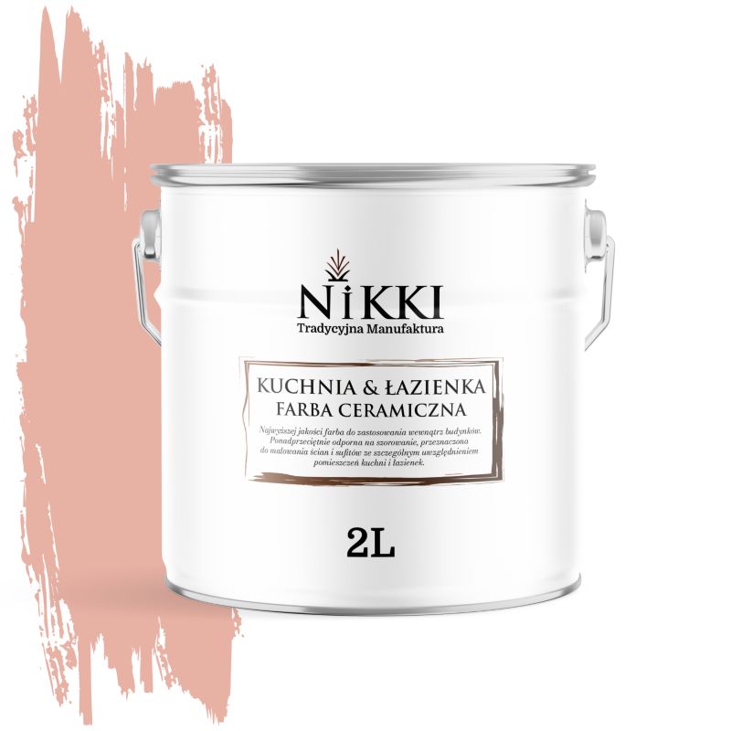 Farba Ceramiczna do Kuchni i Łazienki Zmywalna NIKKI Łososiowy jasny H5551 Głęboki Mat 2L