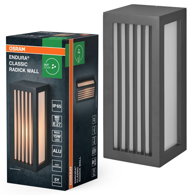 Kinkiet Ogrodowy Endura Osram Lampa Zewnętrzna E27 Szara IP65 1 szt.
