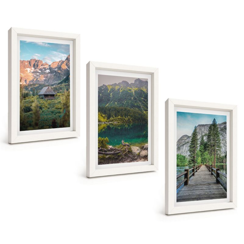 Zestaw Obrazów 3 Częściowy ArtPrintCave Białe Ramki 20x30 cm Dekoracja do Sypialni Górski krajobraz 1 kpl.