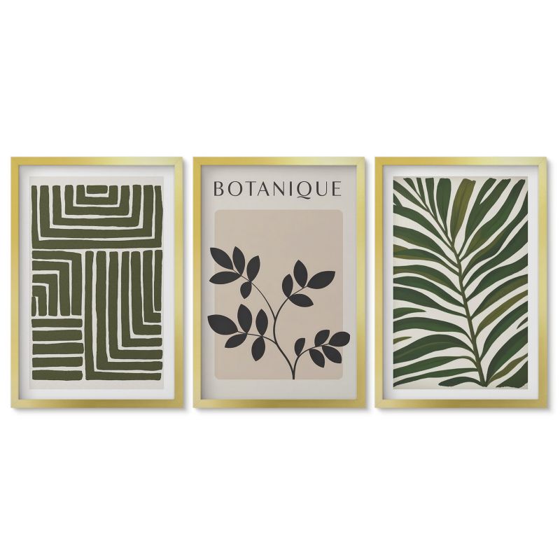 Tryptyk w złotej ramie Tulup 40x60 cm Botaniczne boho minimalizm Dekoracja ścienna do przedpokoju 1 kpl
