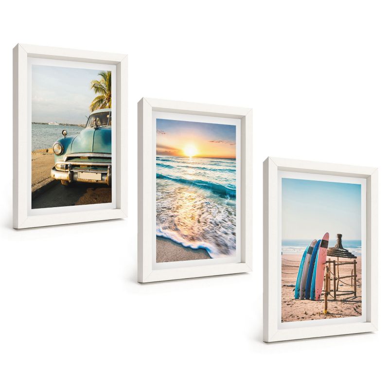 Zestaw Obrazów 3 Częściowy ArtPrintCave Białe Ramki 20x30 cm Dekoracja do Sypialni Wakacje Miami zachód słońca 1 kpl.