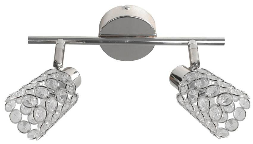 Srebrna lampa ścienna listwa 2-punktowa do salonu YORKY metal