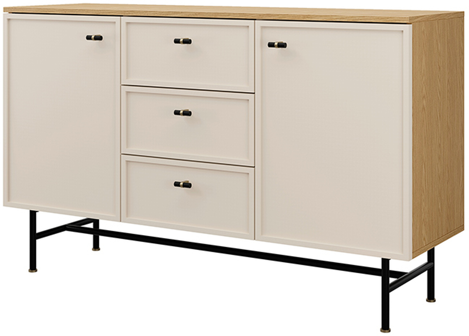 Komoda z szufladami 135 cm dwudrzwiowa na nóżkach do salonu EVORIA