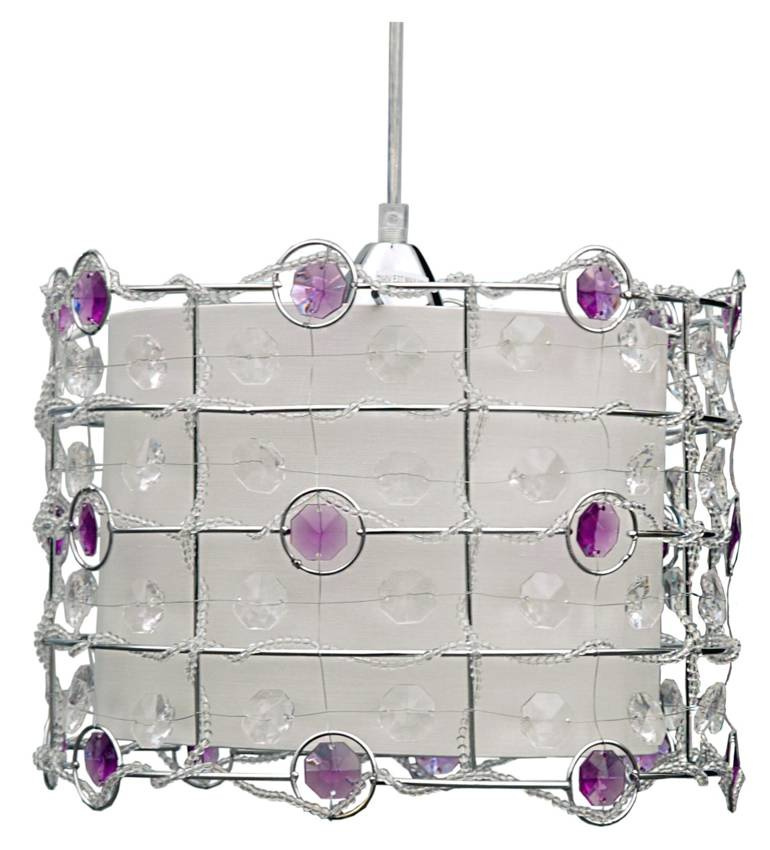 Fioletowa lampa wisząca sufitowa glamour do salonu SENECA metal 1xE27