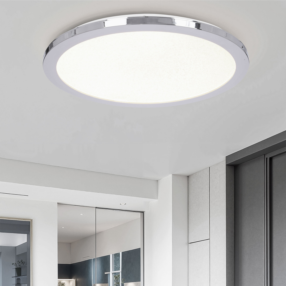 Srebrny plafon łazienkowy LED 40 cm z funkcją ściemniania PIXEL IP44